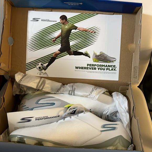 Sketchers Men’s GO FG-REFLEX Cleats Wht/Blu Size 12 - Picture 2 of 7